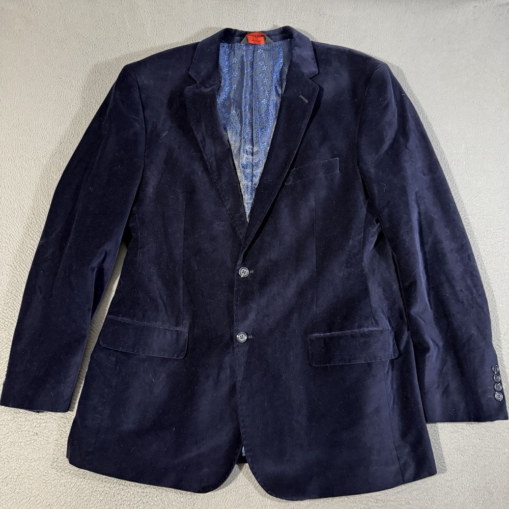 Linea Uomo Blazer‎ Sport Coat 46 Long Solid Dark Purple Velvet